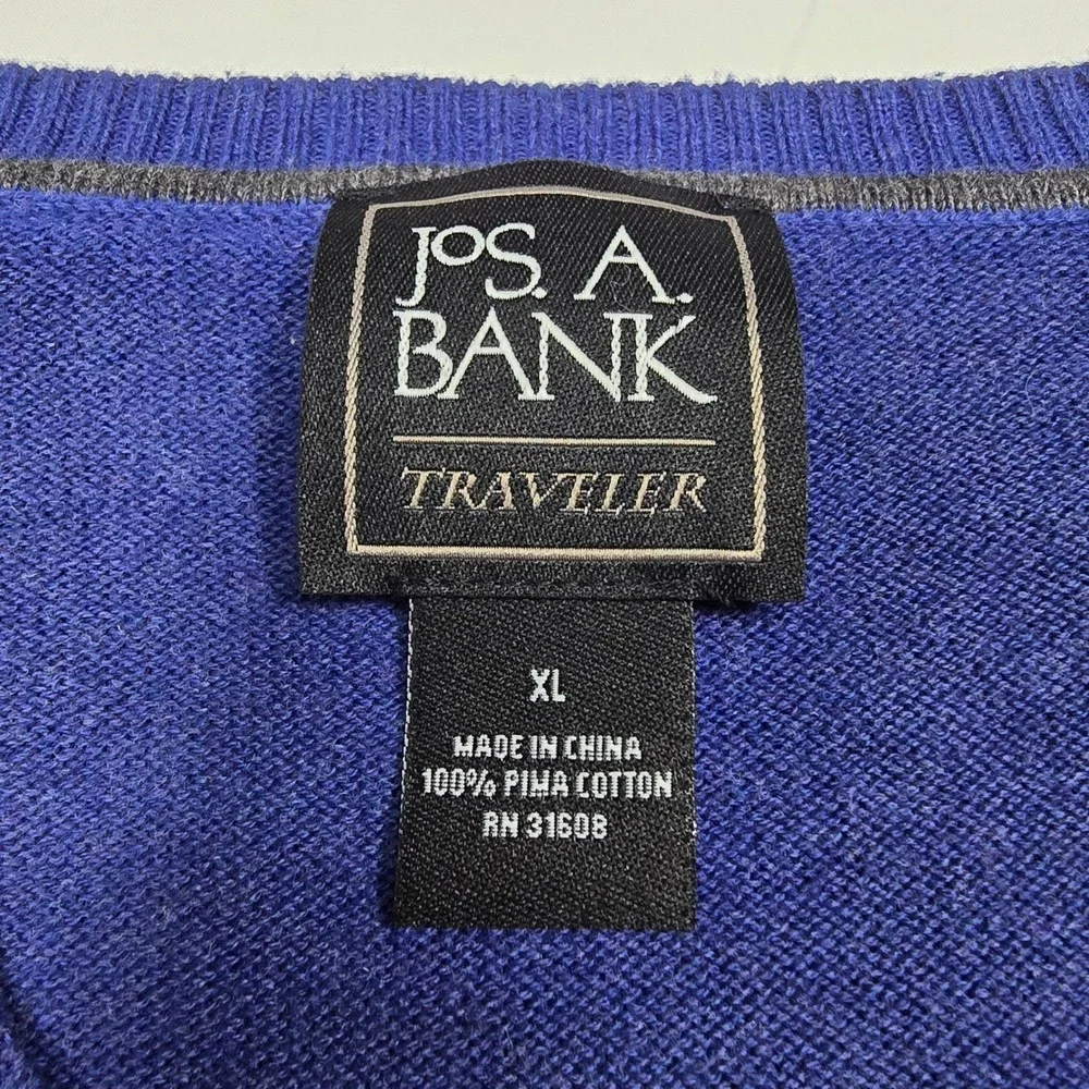 Jos. A. Bank Traveler Pima‎ Cotton V-Neck Sweater XL Quiet Luxury Old Money